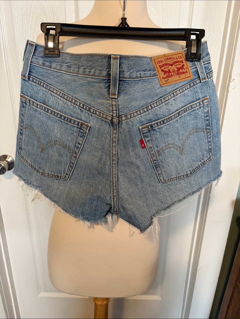 Levi's Light Blue High-Rise Cutoff Denim Shorts